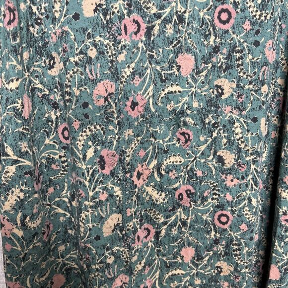 Peruvian Connection Short Floral Dress Green Color Floral Print Pockets Size M - Picture 4 of 7